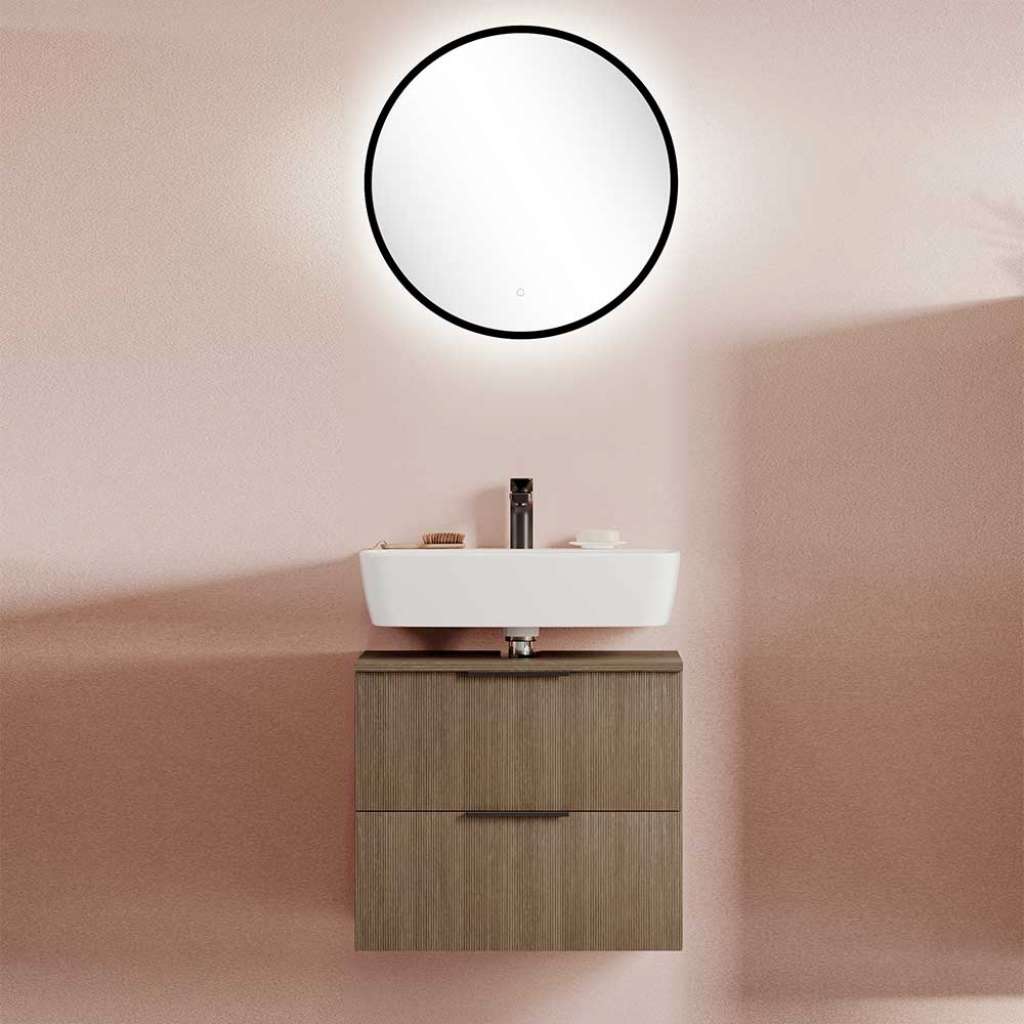 Badmöbelset Waschplatz Set aus Holzwerkstoff mit Metallgriffen (zweiteilig)