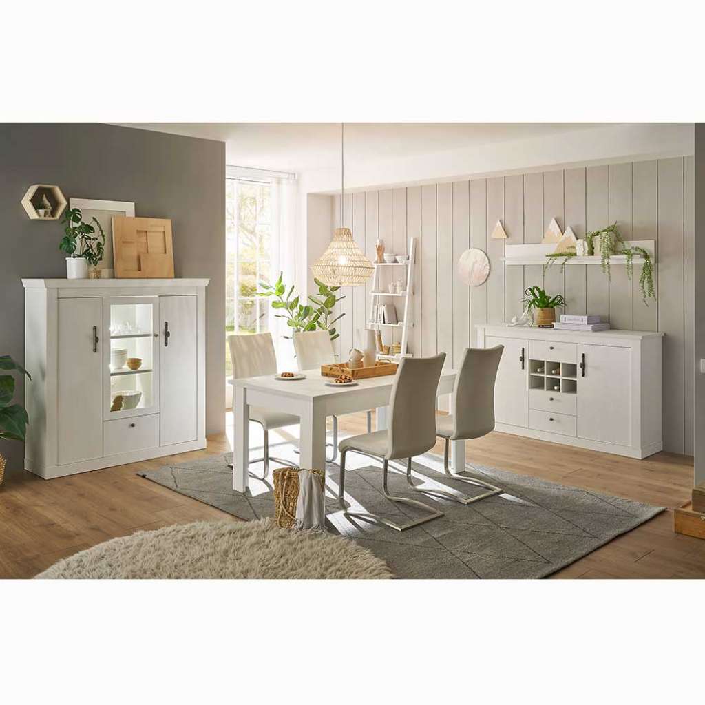 Esszimmermöbelset Esszimmergarnitur in Weiß aus Holzwerkstoff (vierteilig)