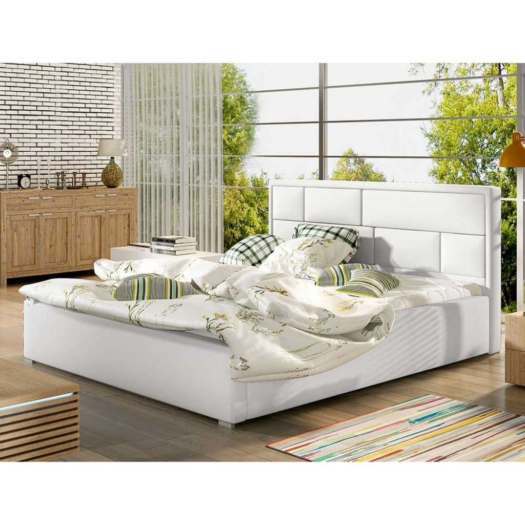 Bettgestell Stauraumbett in Weiß mit Bettkasten