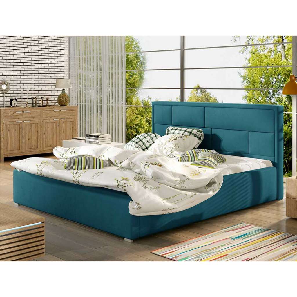 Stauraumbett Polsterbett in Grün aus Samt