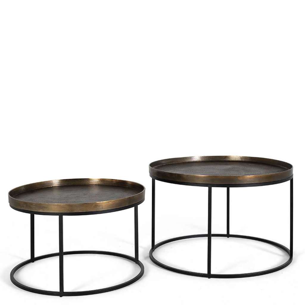Couchtisch Beistelltisch aus Metall in runder Form (zweiteilig)