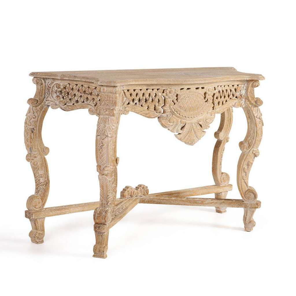 Designertische Designtisch aus Mangobaum Massivholz geschnitzt