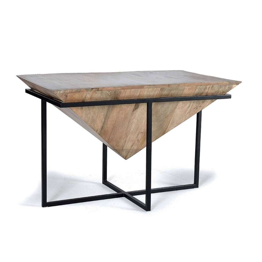 Couchtisch Sofatisch aus Metall mit Massivholzplatte