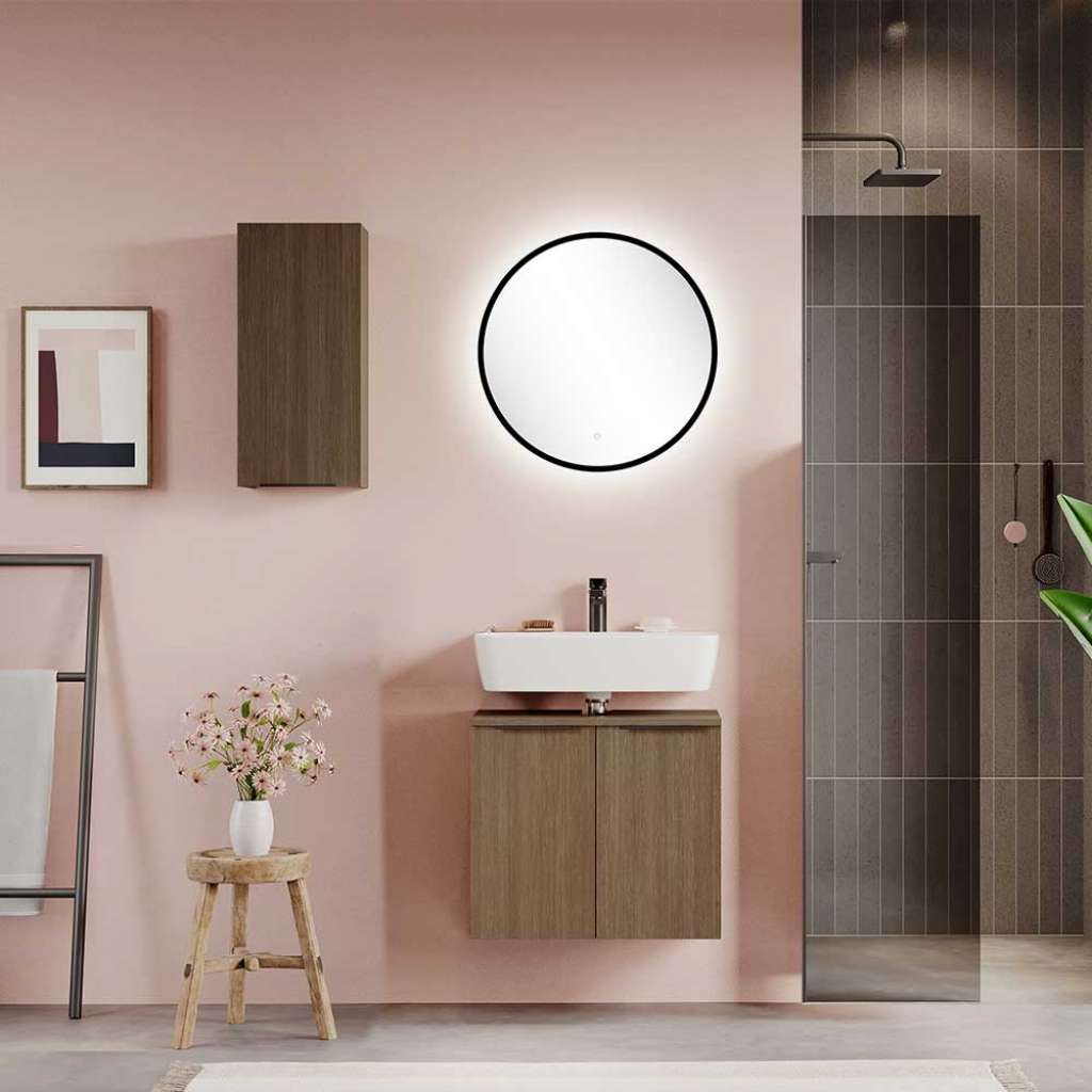 Waschplatz Set Badmöbelset mit LED Beleuchtung in modernem Design (dreiteilig)