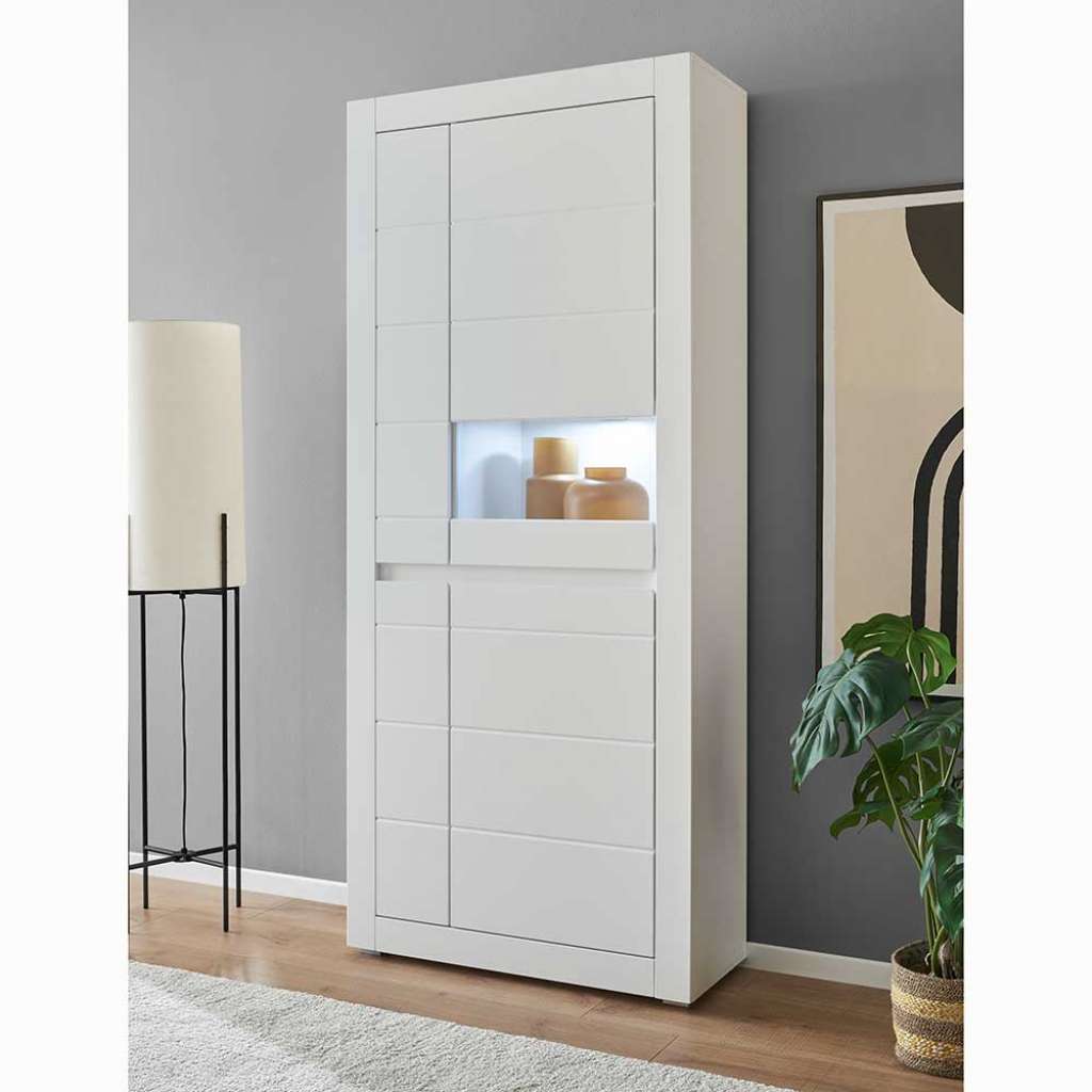 Vitrine Standvitrine in Weiß mit Glastür