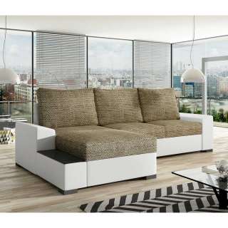 Ecksofa Sofa in Weiß mit Armlehnen