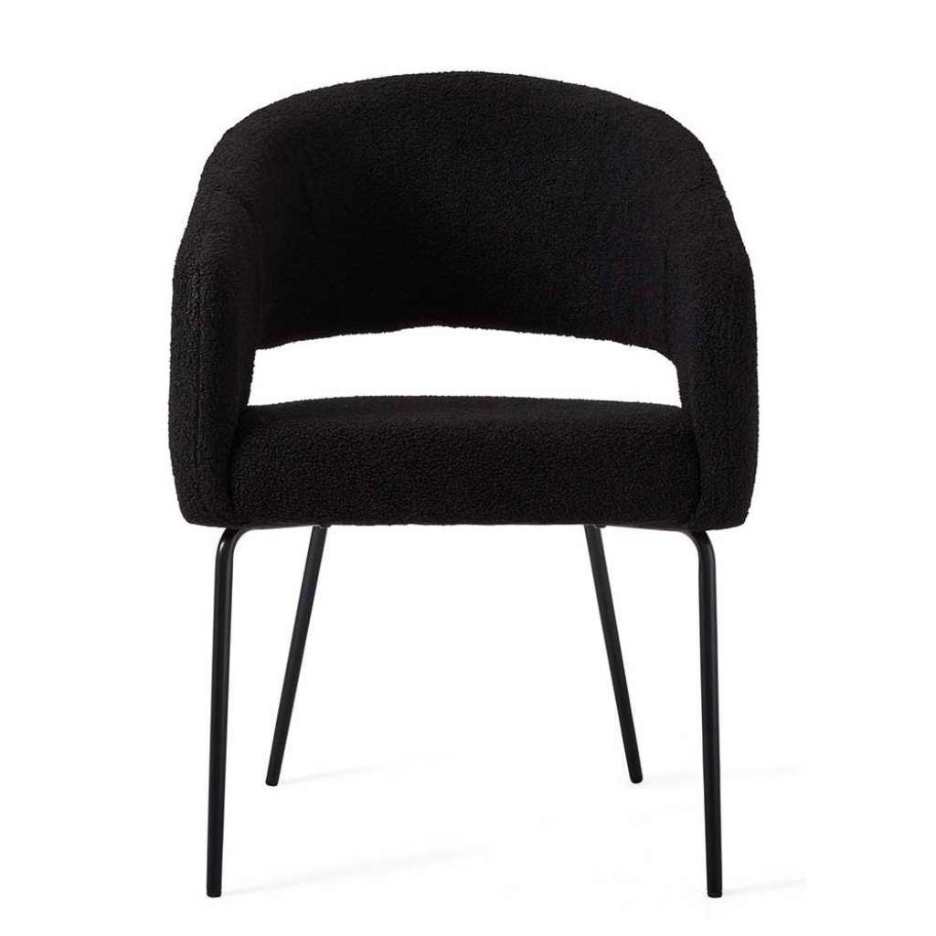 Armlehnstuhl Stuhl Esszimmer aus Boucle Stoff mit vier Füßen (2er Set)