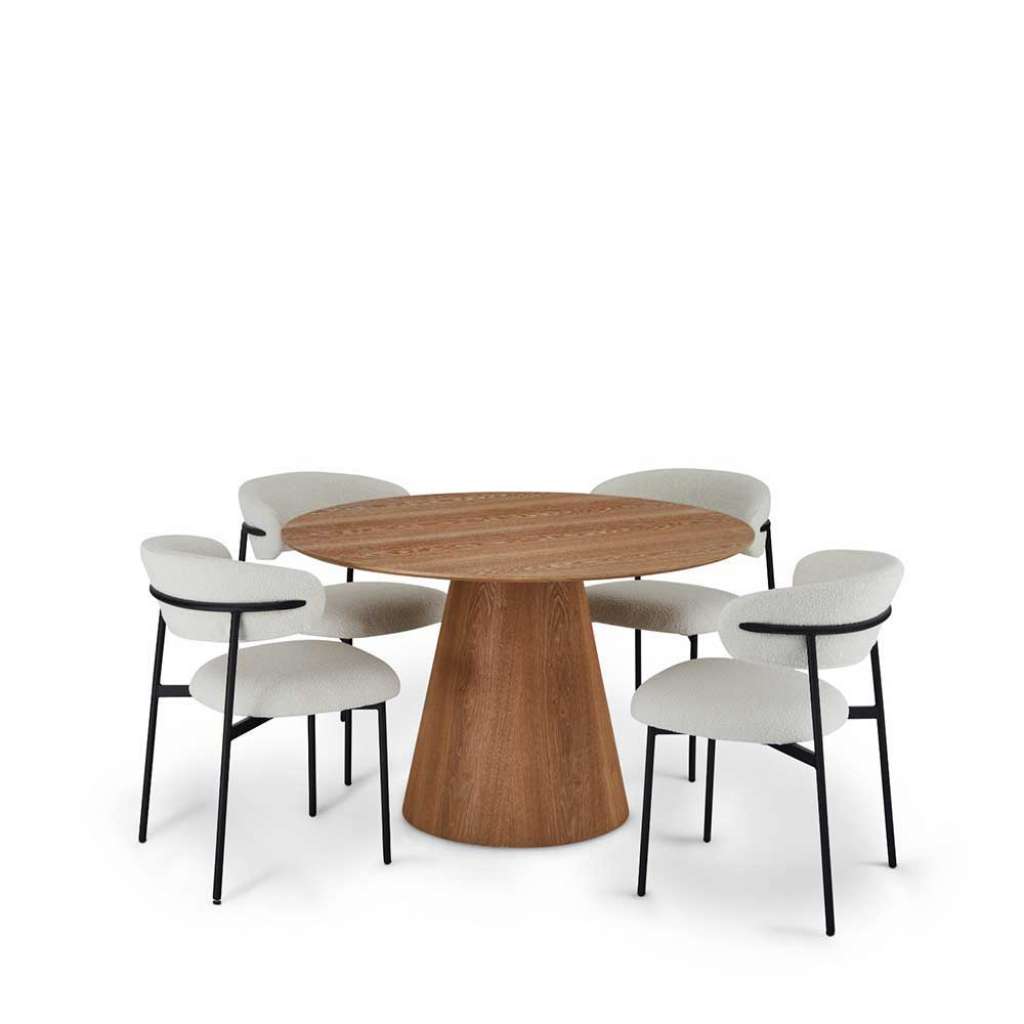 Esstischgruppe Tischgruppe in Eichefarben inklusive vier Stühle (fünfteilig)