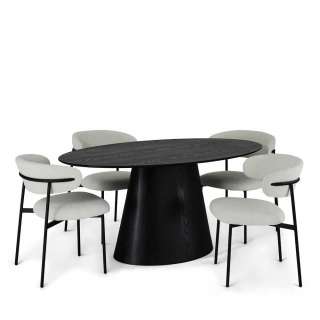 Esszimmergruppe Essplatzgruppe im Skandi Design inklusive vier Stühle (fünfteilig)