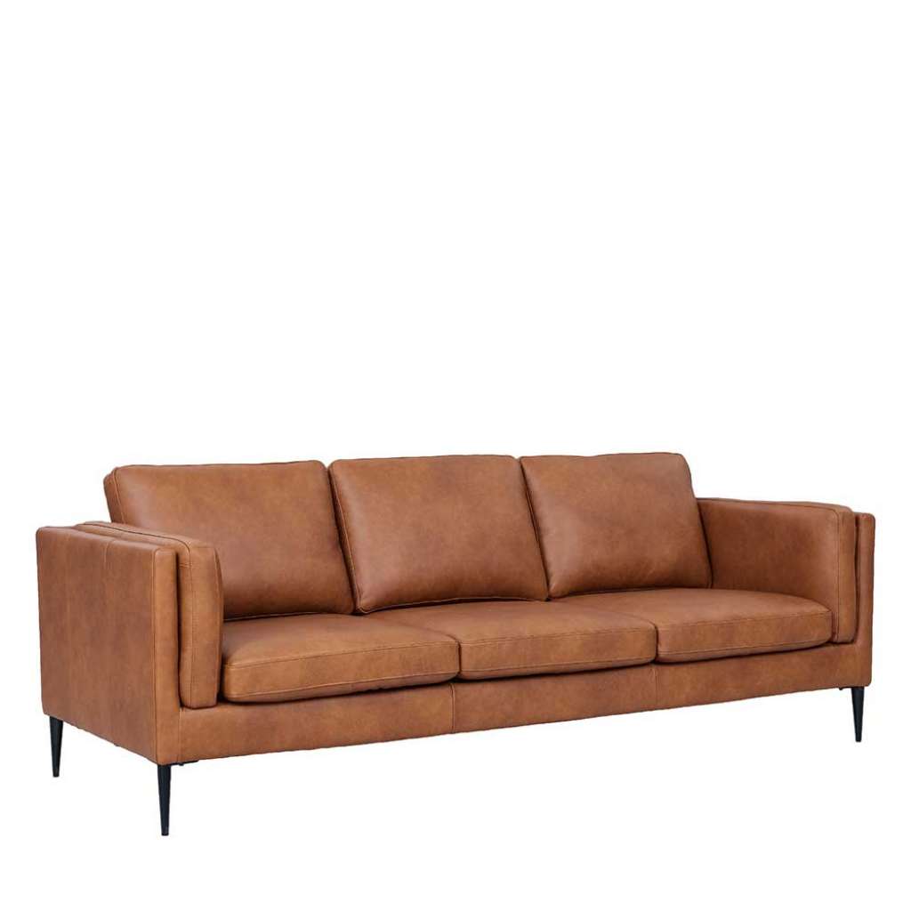 Couch Leder Sofa in Cognac Braun aus Echtleder