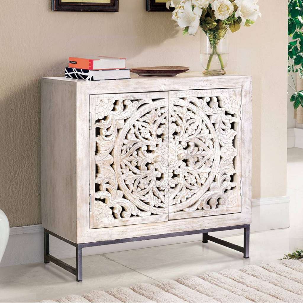 Kommode Holzkommode in Holz White Wash mit einem Einlegeboden