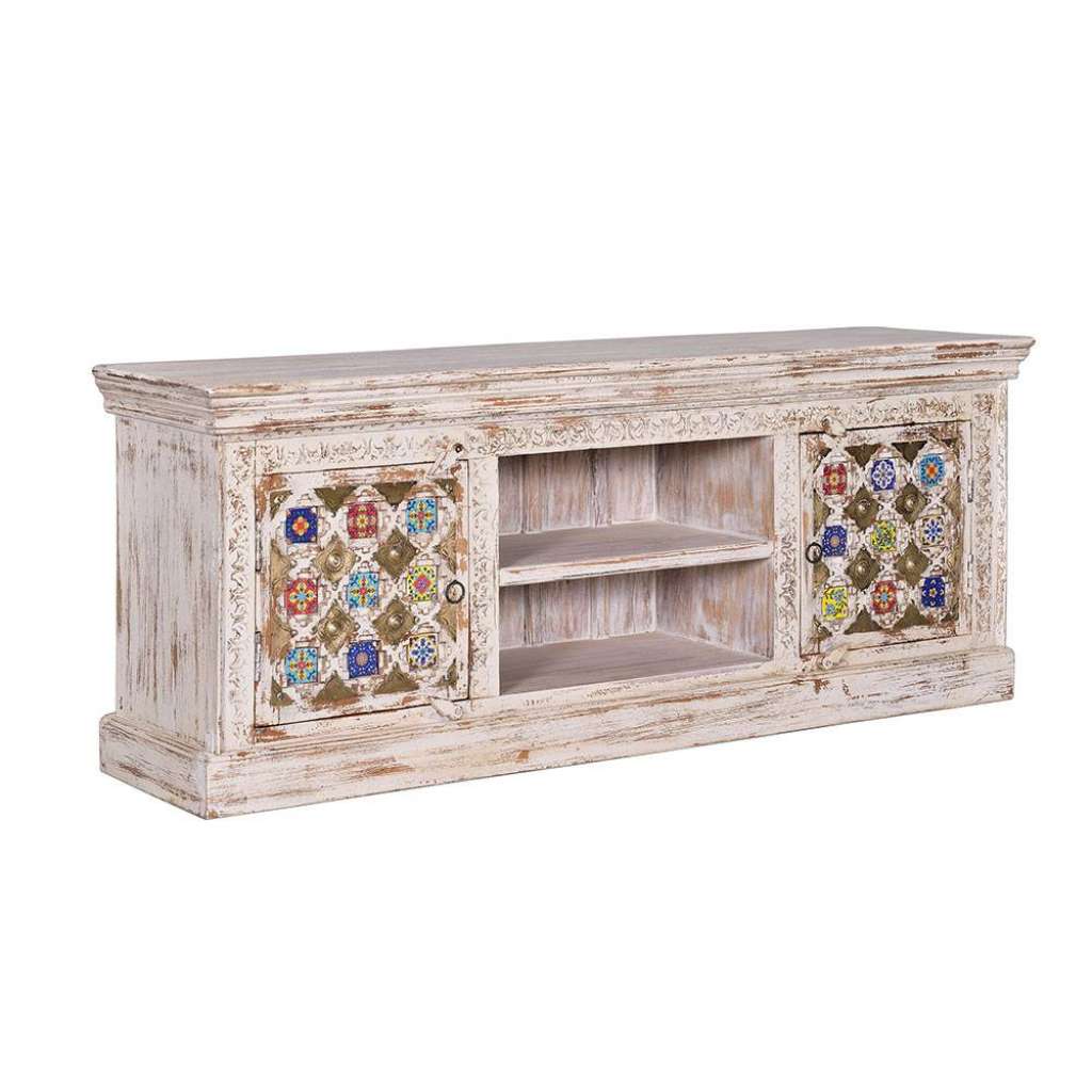 TV Lowboard Lowboard aus Mangobaum Massivholz mit Massivholz Türen