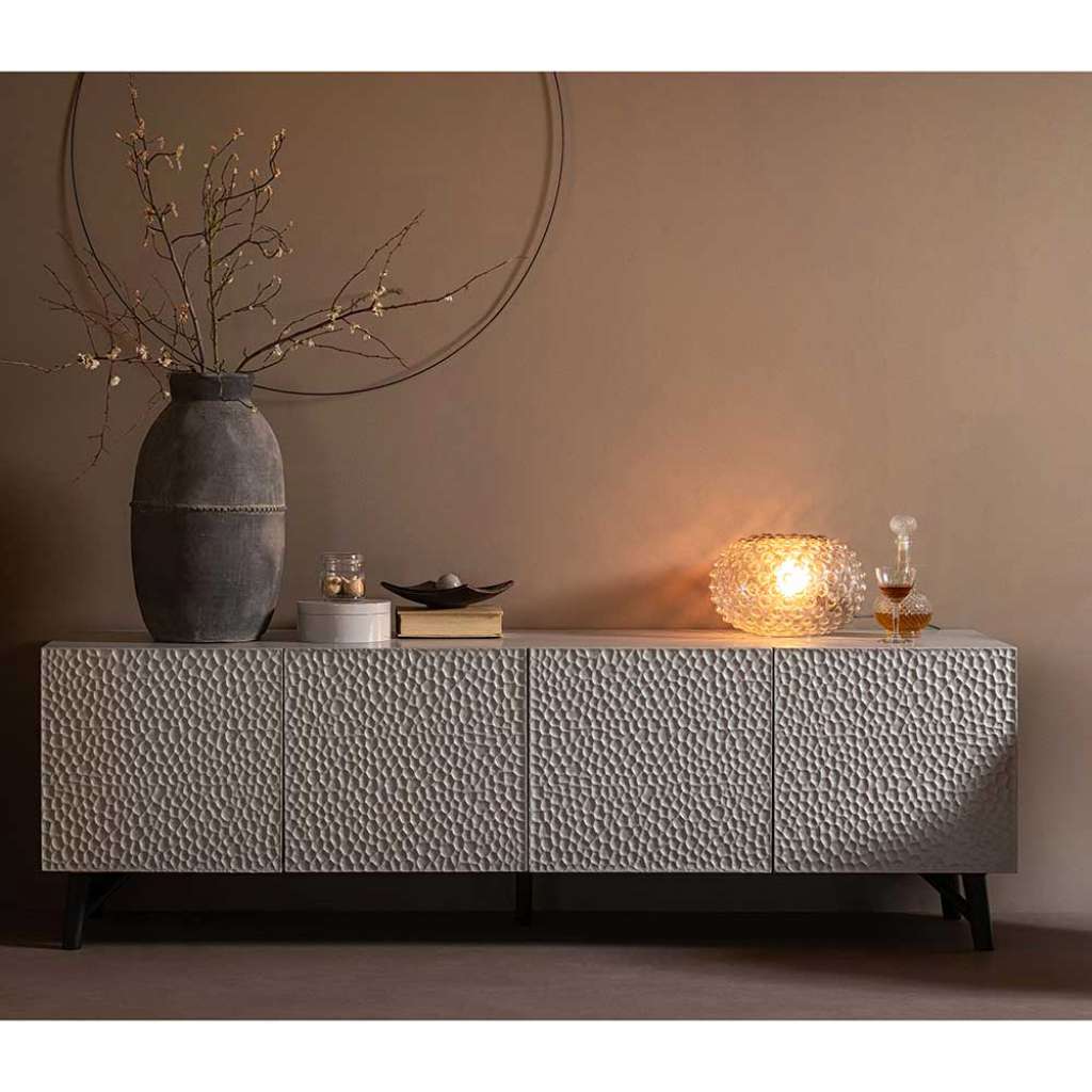 TV Lowboard mit Türen Hellgrau