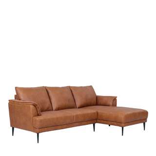 Ledersofa Ecksofa mit Fußgestell aus Metall und Schaumstoffpolsterung