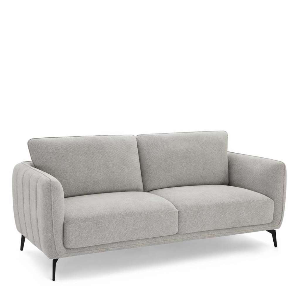 Sofa Couch in Hellgrau mit Armlehnen