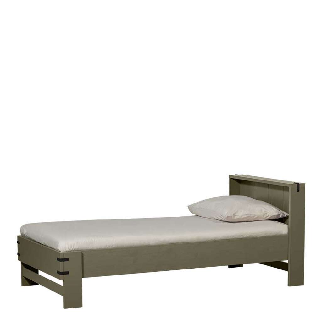 Einzelbett Einzelbettgestell aus Massivholz in Dunkelgrün