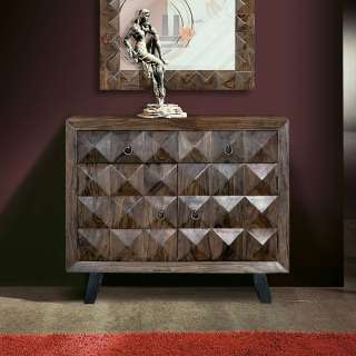 Sideboard Kommode Holz mit zwei Schubladen und Metallgriffen