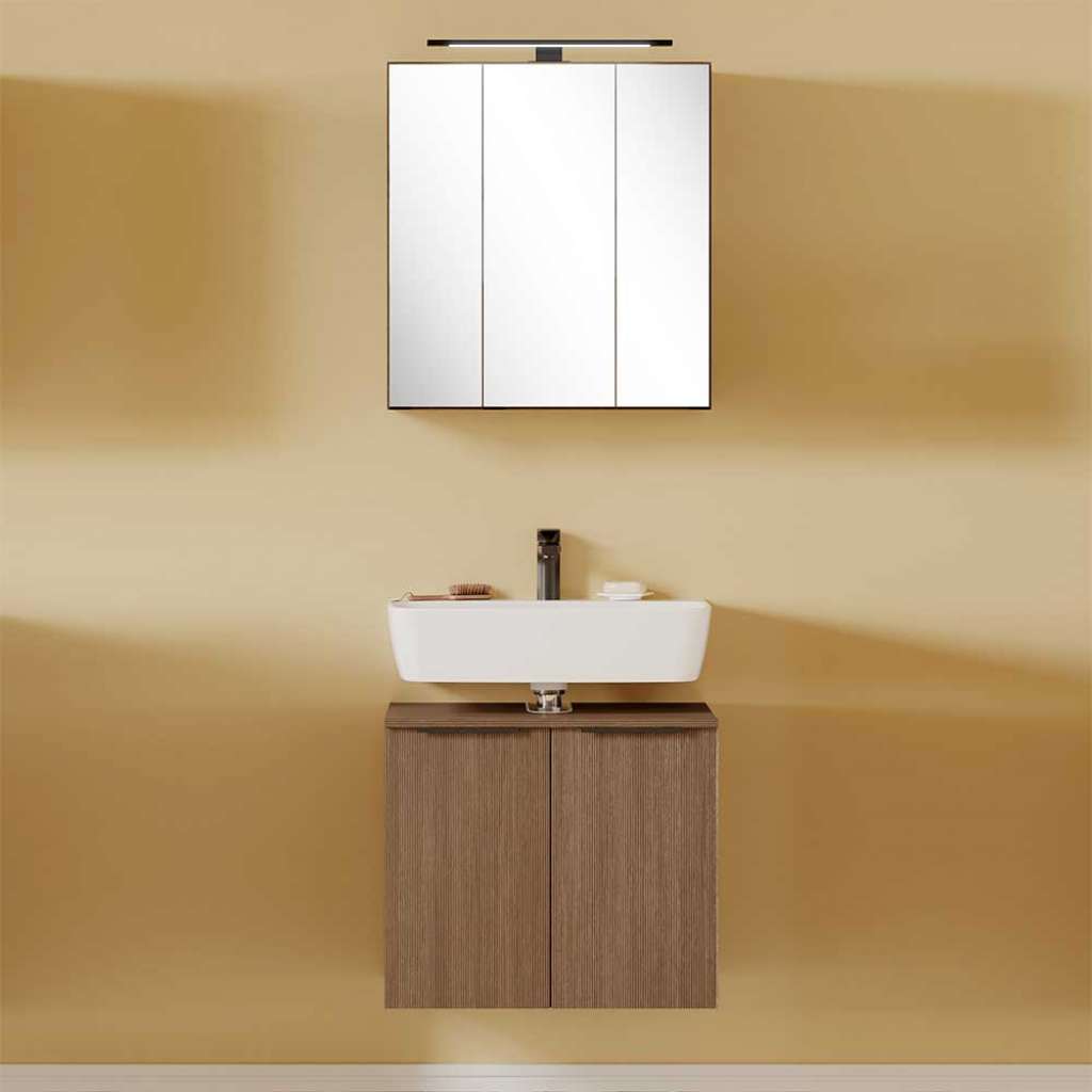 Badmöbel Waschplatz Set in modernem Design mit Holzwerkstoff Oberflache (zweiteilig)