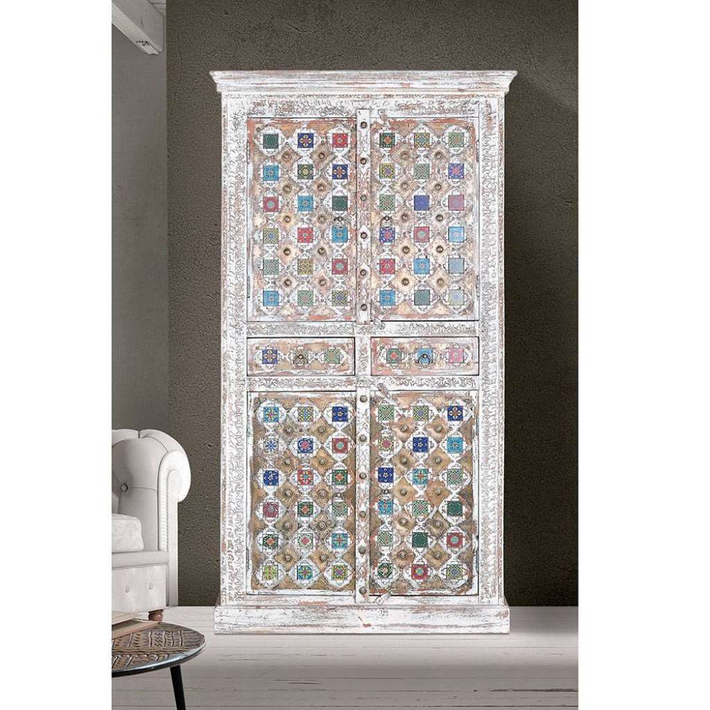 Holzschrank Massiv Schrank Holz in Weiß handgearbeitet