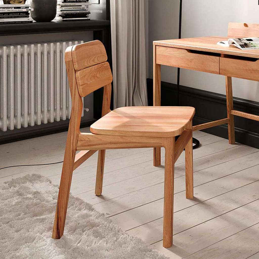 Esszimmerstuhl Stuhl Esszimmer mit Rückenlehne aus Holz und Gestell aus Massivholz (2er Set)