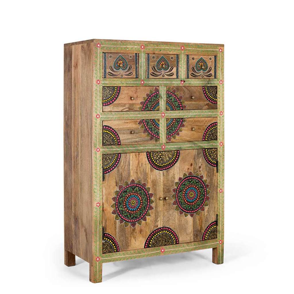 Kommode Holzkommode handbemalt mit Mandala Motiv