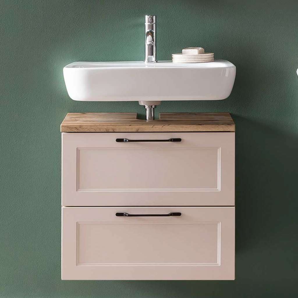 Waschbeckenunterschrank Waschtischunterschrank in Wildeichefarben und Hellgrau