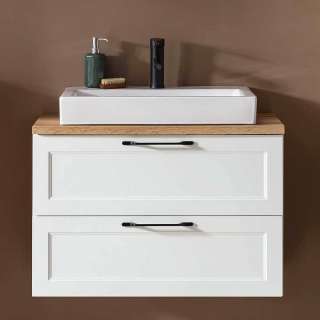 Waschbeckenunterschrank Waschtischschrank mit einem Aufsatzwaschbecken in Weiß