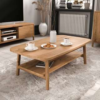 Couchtisch Sofatisch aus Wildeiche Massivholz in rechteckiger Form