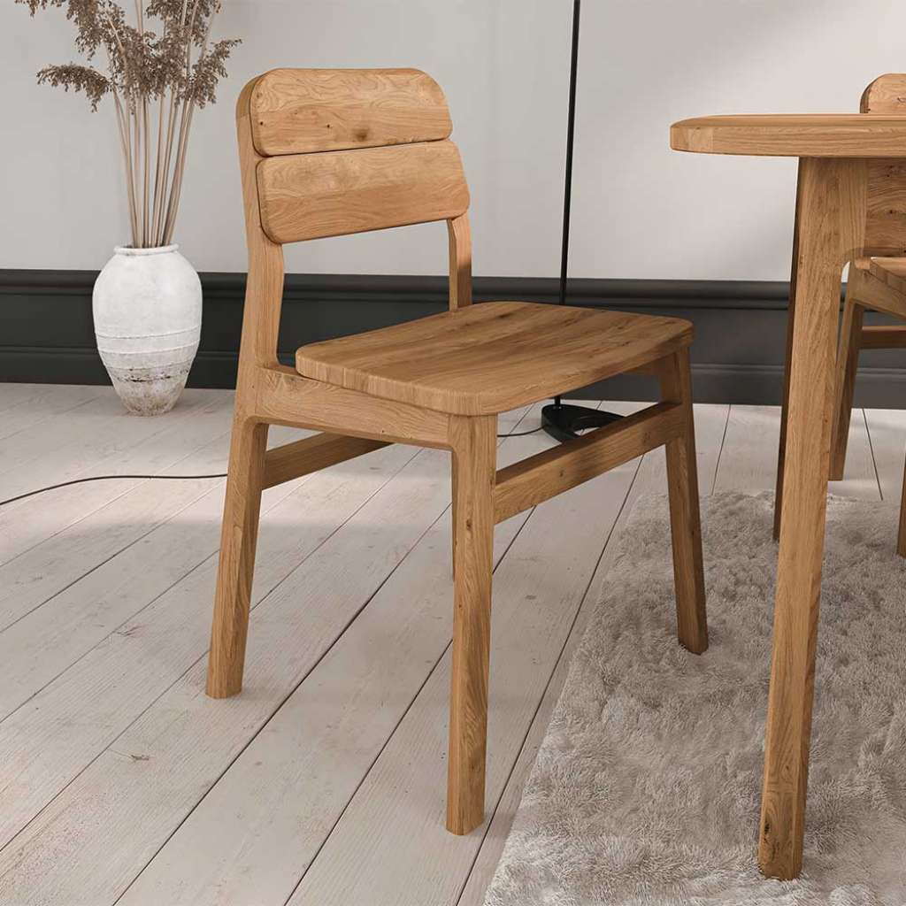 Esszimmerstuhl Stuhl Esszimmer aus Wildeiche Massivholz mit Gestell aus Massivholz (2er Set)