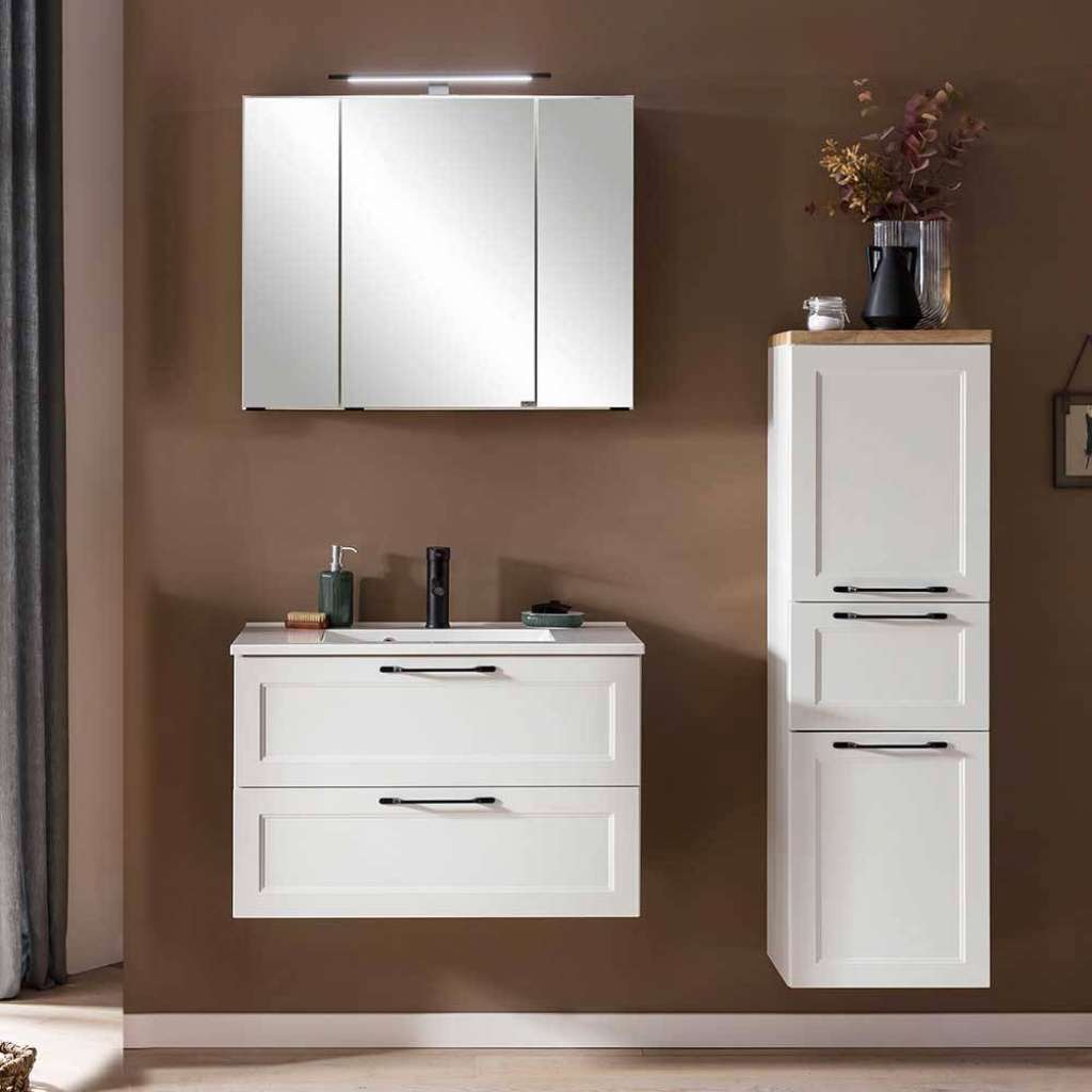 Waschplatz Set Badezimmermöbel Set im Landhausstil melaminbeschichtet (dreiteilig)