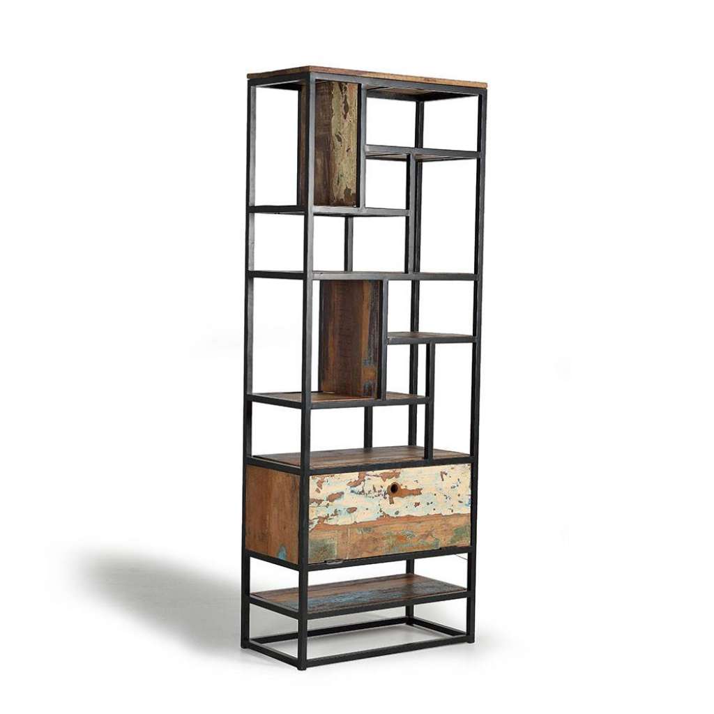 Standregal Holzregal aus Metall und Recyclingholz