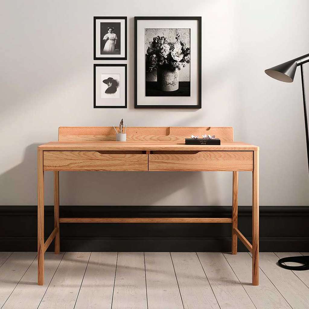 Schreibtisch Holztisch mit Schreibtischaufsatz und Grifflöchern