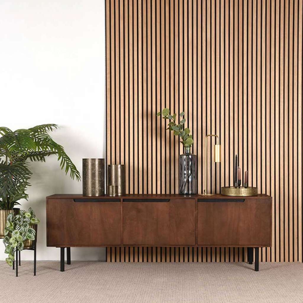 TV Lowboard in Dunkelbraun Vierfußgestell aus Metall