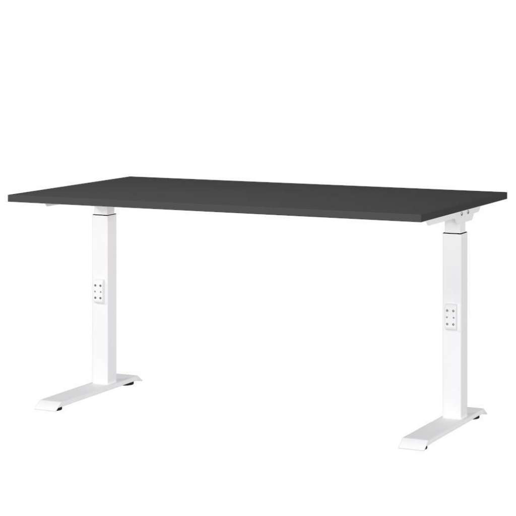 Schreibtisch Höhenverstellbarer Schreibtisch in Weiß mit Holzwerkstoff Oberfläche