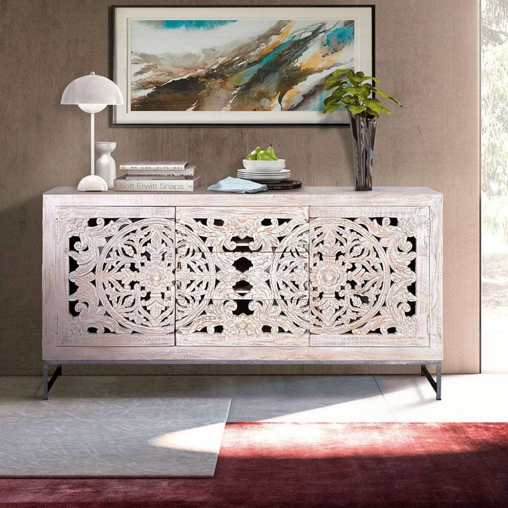 Sideboard Kommode aus Massivholz mit drei Schubladen