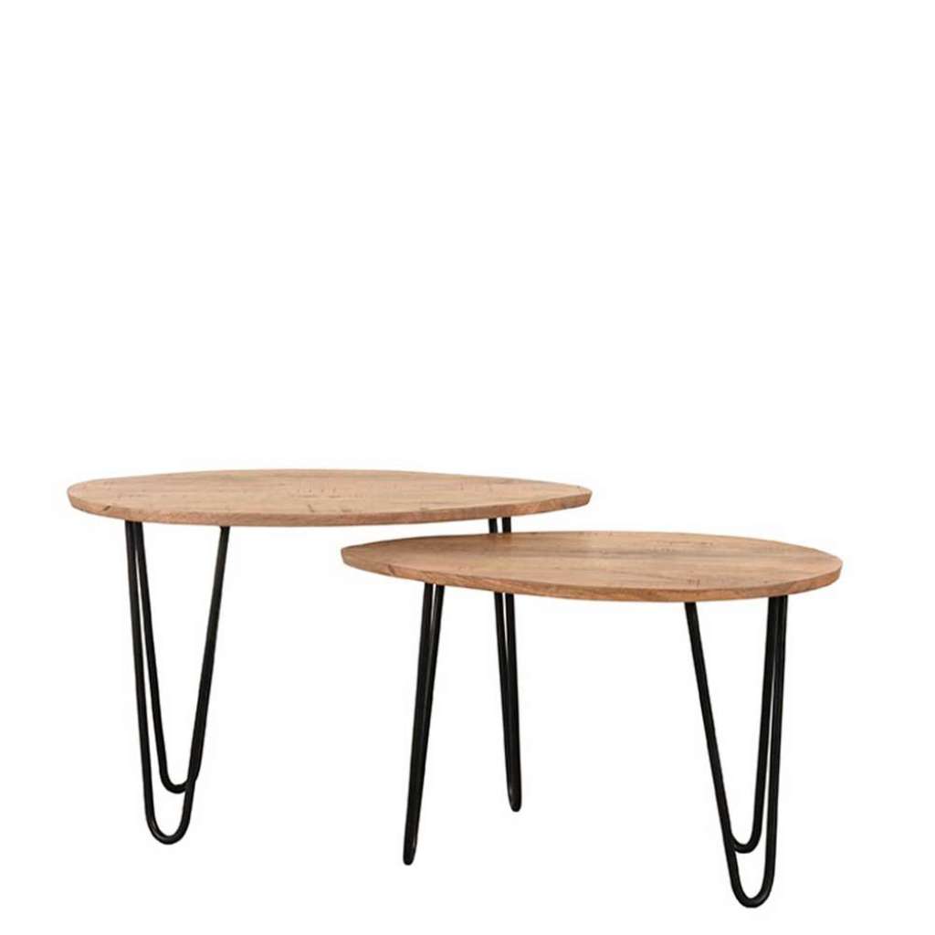 Couchtisch in Mangoholz Naturfarben zweiteilig (zweiteilig)