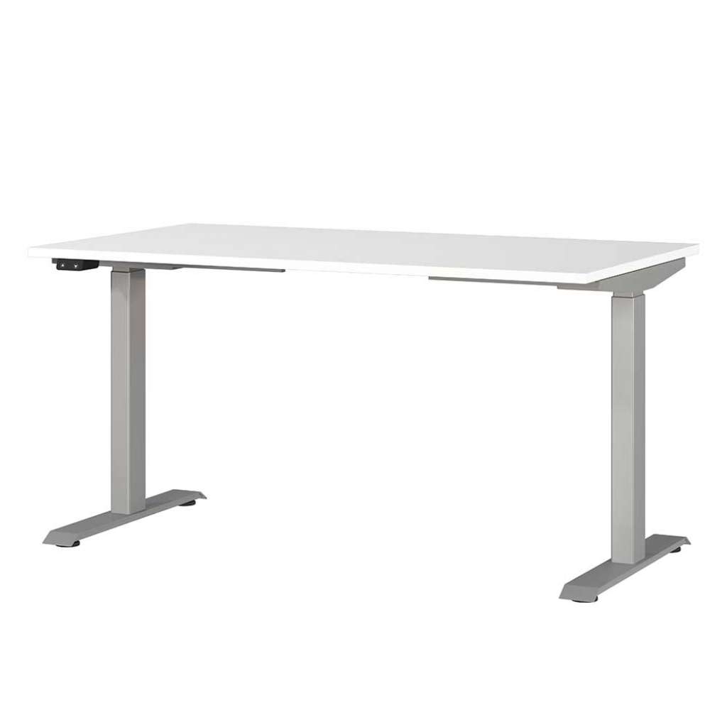 Schreibtisch Höhenverstellbarer Schreibtisch in Weiß und Silberfarben