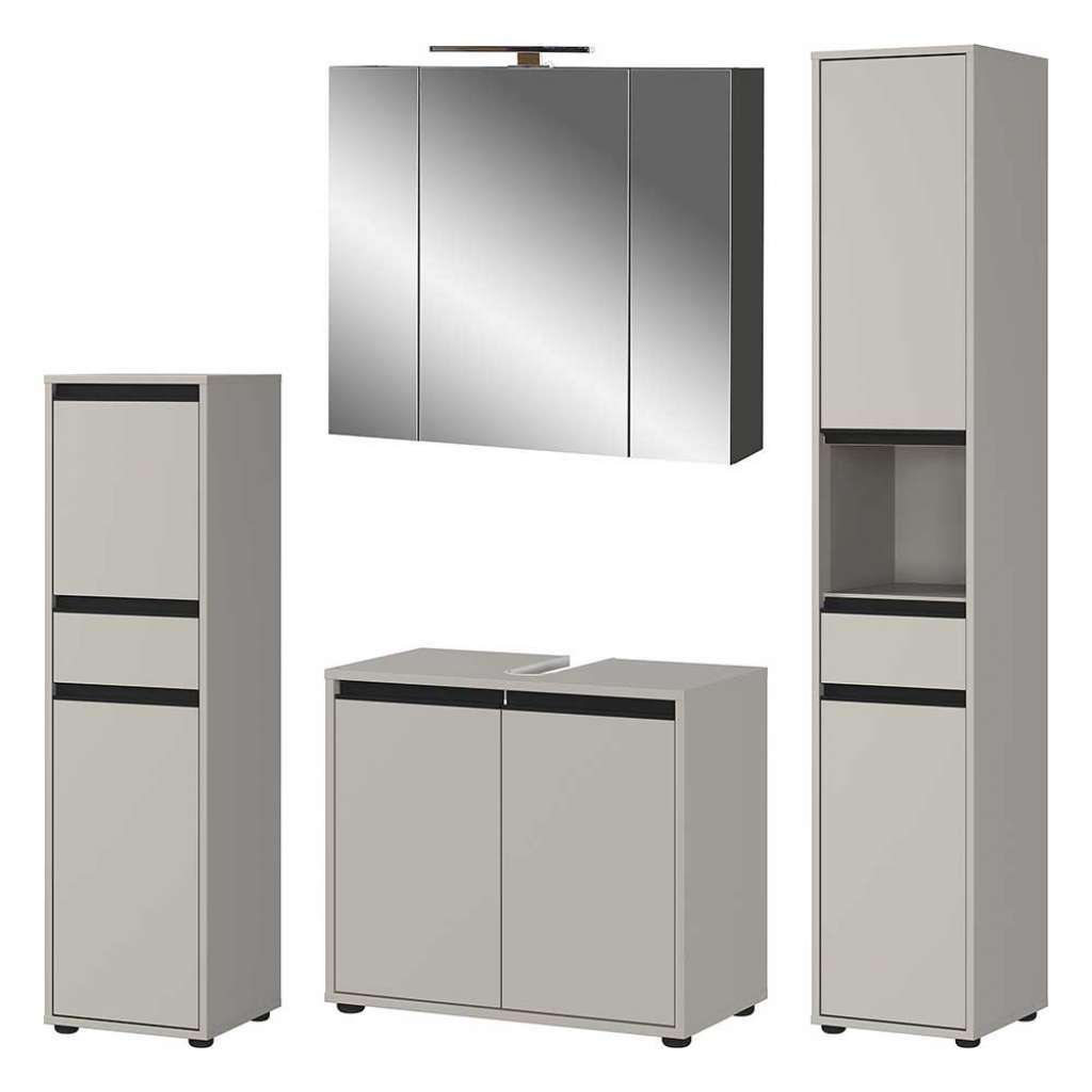 Badezimmerset Badmöbelset in modernem Design mit LED Beleuchtung (vierteilig)