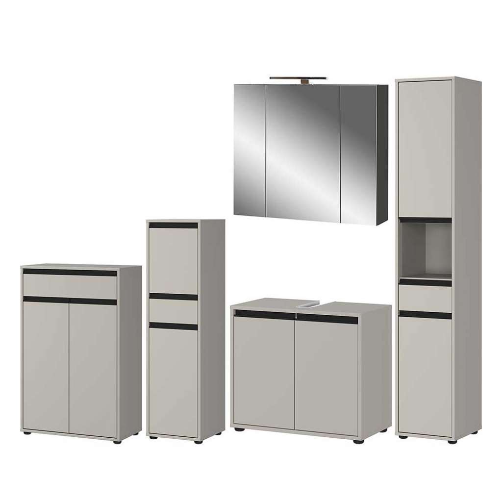 Badezimmerset Badmöbelkomplettset fünfteilig mit LED Beleuchtung (fünfteilig)