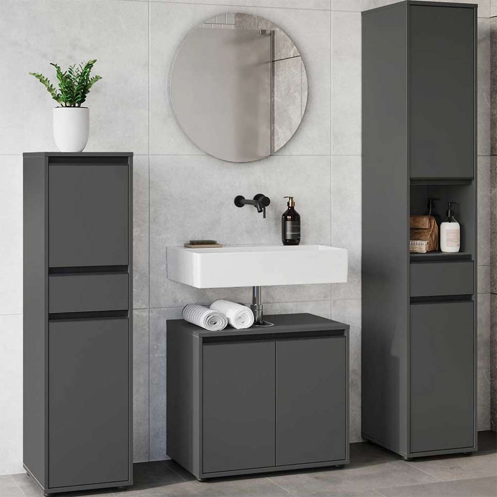 Badmöbel Set Badezimmermöbel Set vierteilig - melaminbeschichtet (vierteilig)