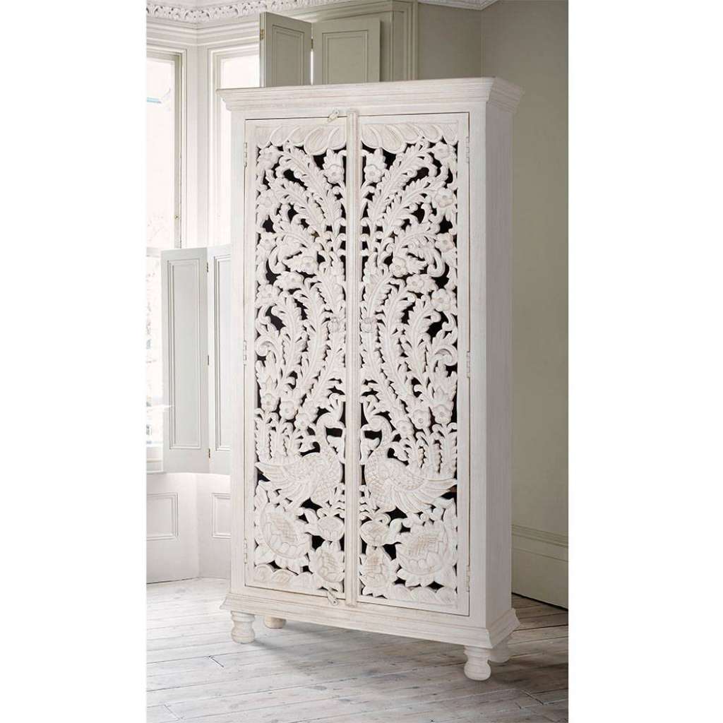 Holzschrank Massiv Schrank Holz im orientalischen Stil geschnitzt