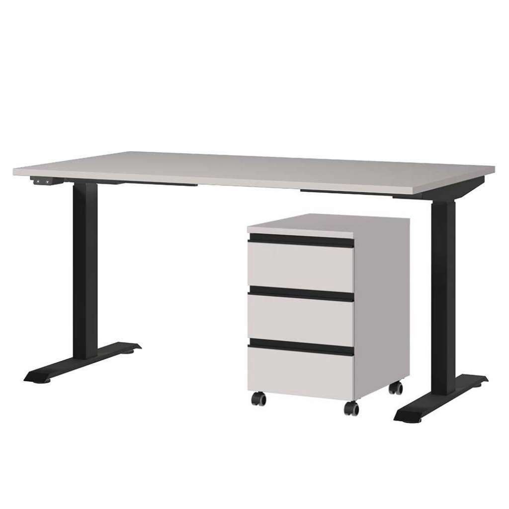 Edv Tisch Bürotisch mit Rollcontainer höhenverstellbar (zweiteilig)