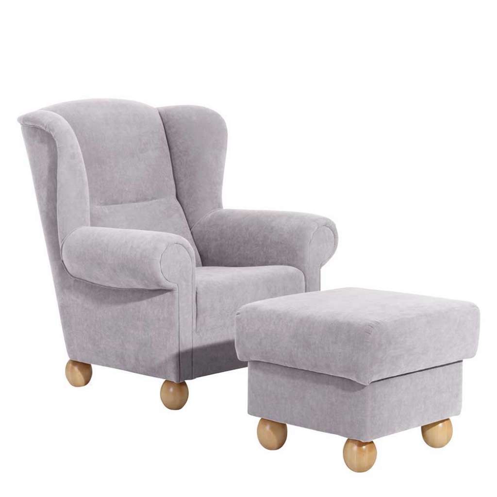 Ohrensessel mit Fußgestell aus Holz Armlehnen