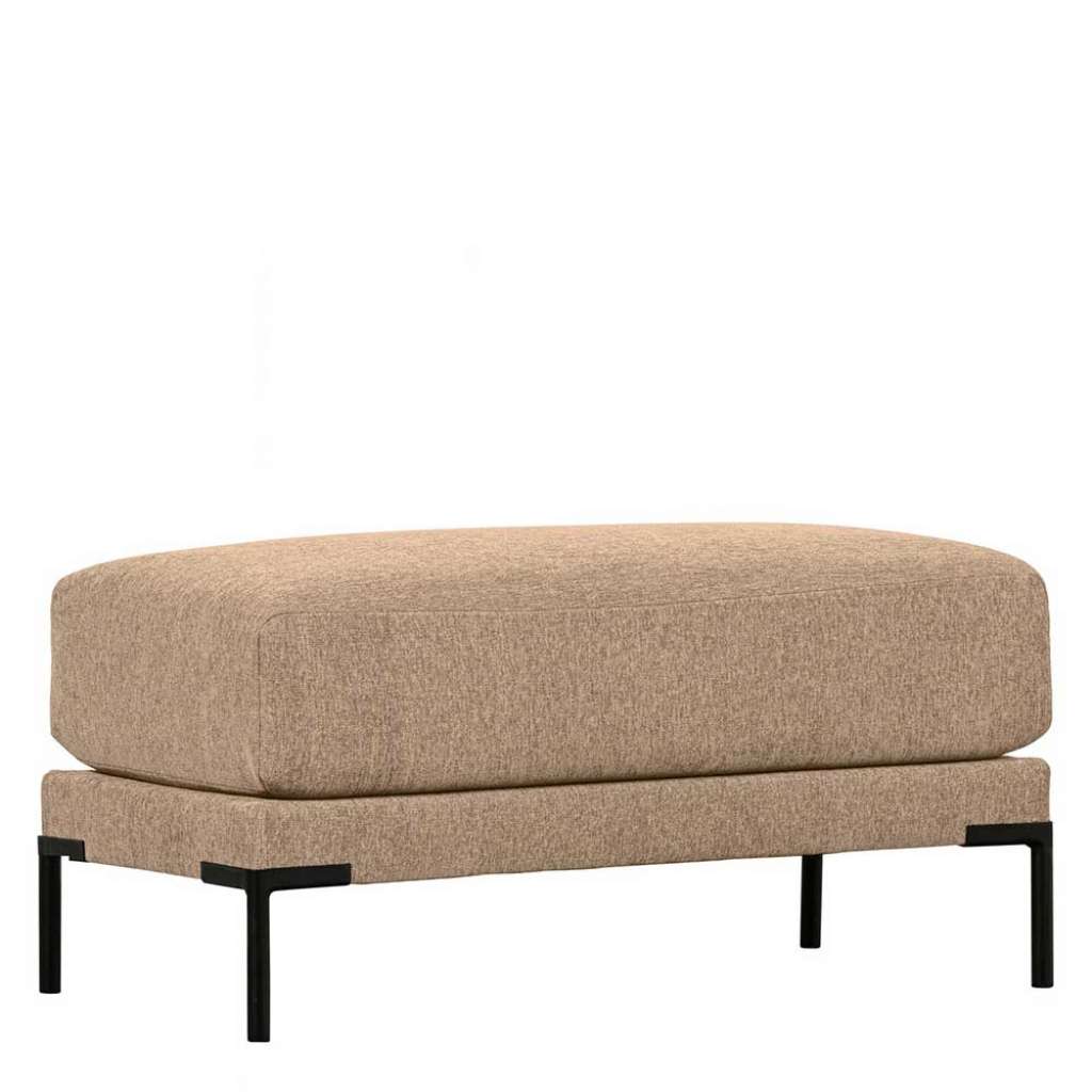 Polsterhocker Sitzhocker in Beige mit Fußgestell aus Metall