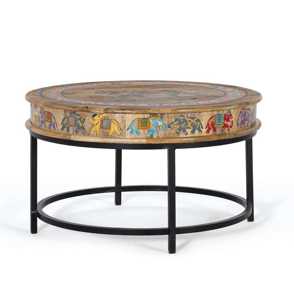 Couchtisch Beistelltisch aus Metall mit Elefanten Motiv