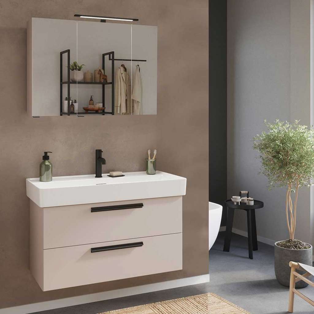 Badmöbelset Waschplatz Set mit LED Beleuchtung Made in Germany (zweiteilig)