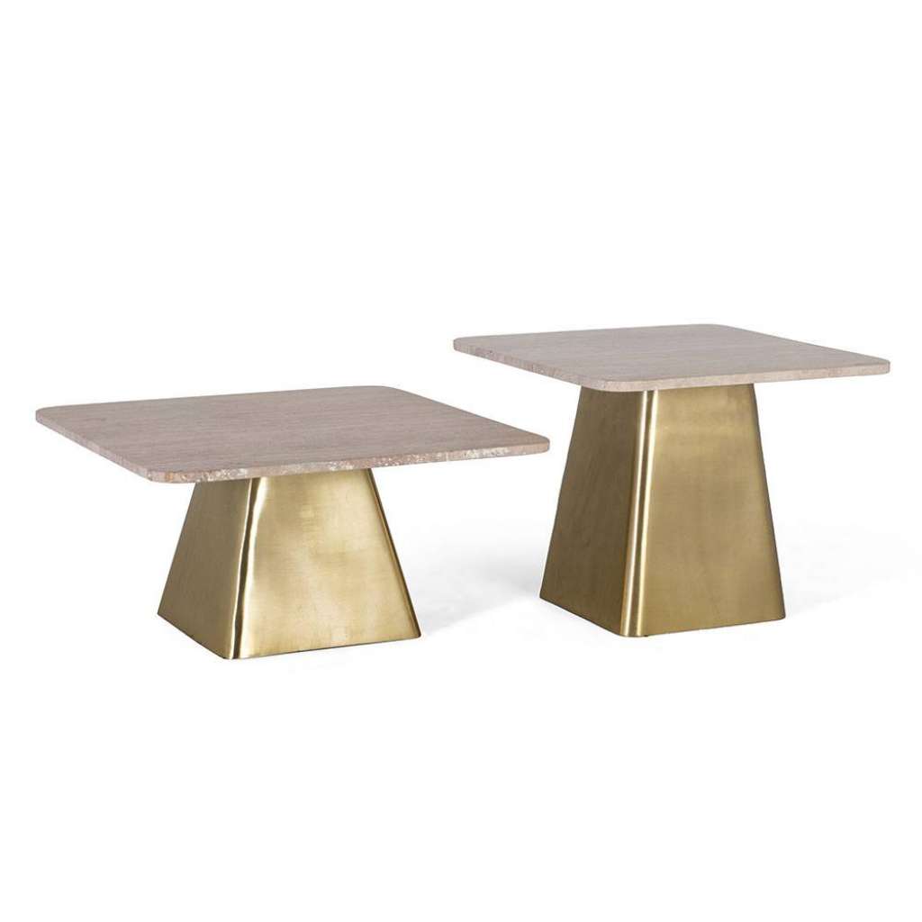 Couchtisch Beistelltisch aus Marmor mit Marmorplatte (zweiteilig)