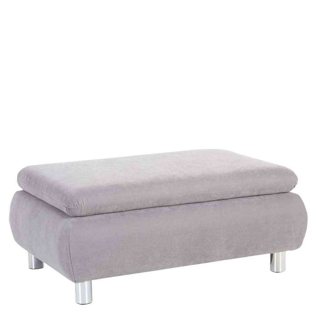 Polsterhocker mit Fußgestell aus Metall Silbergrau