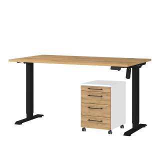Schreibtisch Bürotisch mit Rollcontainer melaminbeschichtet (zweiteilig)