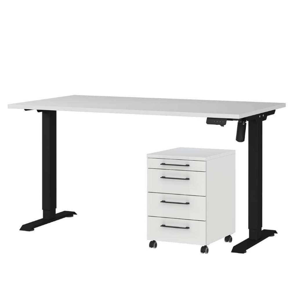 Schreibtisch Büroschreibtisch mit Rollcontainer höhenverstellbar (zweiteilig)